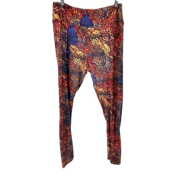 LuLaRoe Leggings Womens Tall and Curvy Brown Blue Autumn Pattern Stretch - Picture 1 of 7